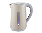 Edelstahl XXL 1,8 Liter schnurloser Wasserkocher LED I 360° drehbar I inkl Kalkfilter Wasser Kocher perfekt für Babynahrung & Tee & Kaffee Abschaltautomatik BPA frei (Edelstahl, Excelence Matt Beige)