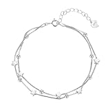 Nayyana 2 in 1 Damen-Armband, Elegante Perlen, Silber und Sterne, Doppellagiges Armband mit Sterling-Silber-Armband, verstellbar, Modeschmuck, Armschmuck, Armbänder, Liebesarmbänder