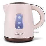 Aigostar Romeo X - Wasserkocher Klein 1,2 Liter, 2200 Watt Schnell Kochender Reisewasserkocher, Doppelte Wasserstandsanzeige Mini Kettle, Abnehmbarer Filter, 360° Basis, BPA-frei, Braun