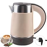 WIYETY 800ML Edelstahl Wasserkocher Klein: Schnelles Kochen Reisewasserkocher Klein mit Metall-Filter, Tragbar Mini Wasserkocher für Tee Kaffee Babymilch Reisen Camping Wohnwagen(19X11CM)