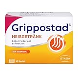 Grippostad Heißgetränk – Erkältungsmittel mit Zitronen-Geschmack ab 10 Jahren – gegen Schmerzen und Fieber – mit Paracetamol und Vitamin C – 1 x 10 Beutel Pulver