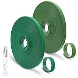 FIHODONE 2 Stück 20m Pflanzenbinder,10mm Klettband mit Einer Kleinen Schere,Selbstklebendes Klettband,Kabelbinder Klett Wiederverschließbar Klettband Kabelbinder für Garten Outdoor(Grün, Grasgrün)