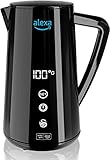 Swan Alexa Wasserkocher WIFI Smart Kettle 1,5L, mit Temperatureinstellung, Schwarz, Kabellos, LED-Touchscreen, Warmhaltefunktion, Cool Touch, Isolierte Edelstahlwand, 1800W, SK14650BLKNEU