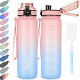 OKKLE Trinkflasche 1L BPA freie Wasserflasche mit Verschlussdeckel und auslaufsicher, geeignet für Fitnessstudio, Schule, Radfahren, Outdoor, Sport, Fitness